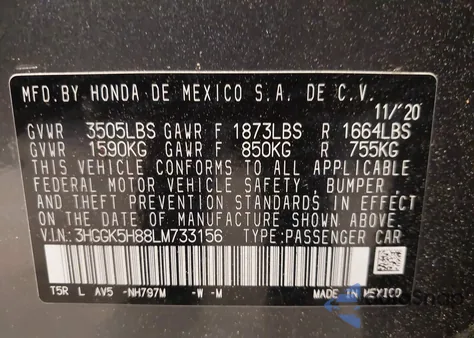 2020 Honda Fit Ex z USA, uszkodzony, nr VIN 3HGGK5H88LM733156